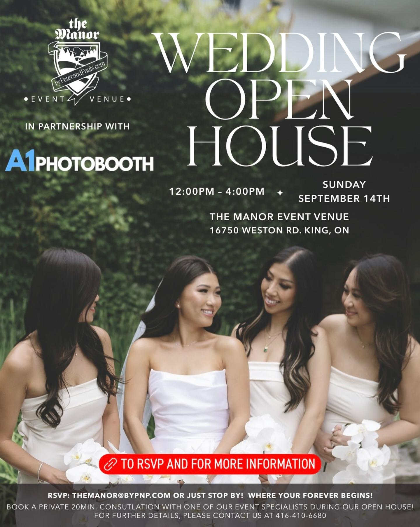 We are extremely excited to share that we will be taking part of the @themanor1982 open house on Sunday September 14th from 12:00pm-4:00pm! Where we will be showcasing our open concept “Signature Booth”, offering a special preferred vendor promotion and you will have an opportunity to meet some of our amazing team members and snap a photo with your special someone! 

See you there! 📸

@themanor1982 @bypeterandpauls @a1photobooth.ca #a1photobooth #themanor #themanorweddings #photoboothwedding #weddingphotobooth #wedding #weddingseason #photoboothvaughan #photoboothtoronto #photoboothgta #photoboothrental #photoboothrentals #luxury #luxuryphotobooth #premium #premiumphotobooth
